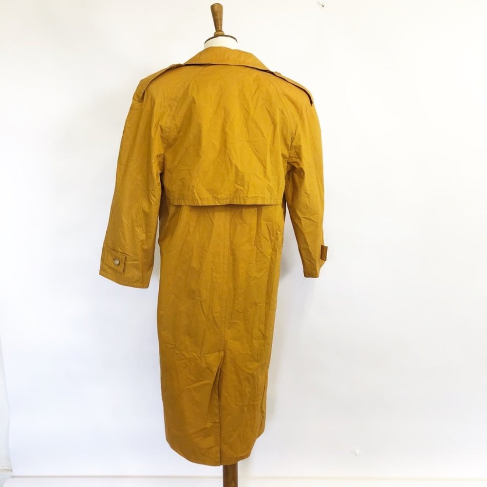 VTG 90's Harve Benard Yellow Ochre Trench Coat 6 - Picture 7 of 7